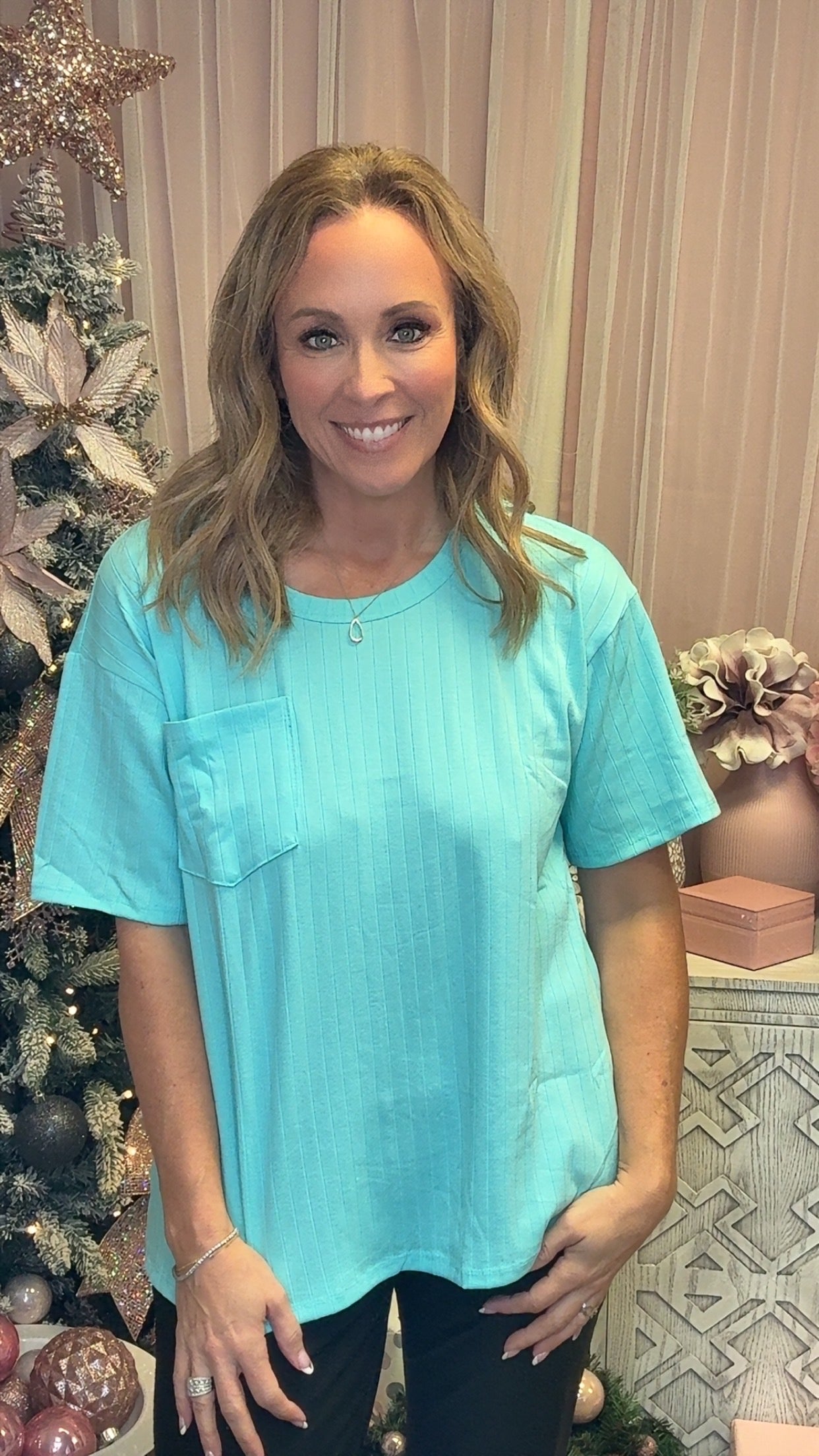Andree by Unit Round Neck Pocket Tee-100 Short Sleeves- Simply Simpson's Boutique is a Women's Online Fashion Boutique Located in Jupiter, Florida