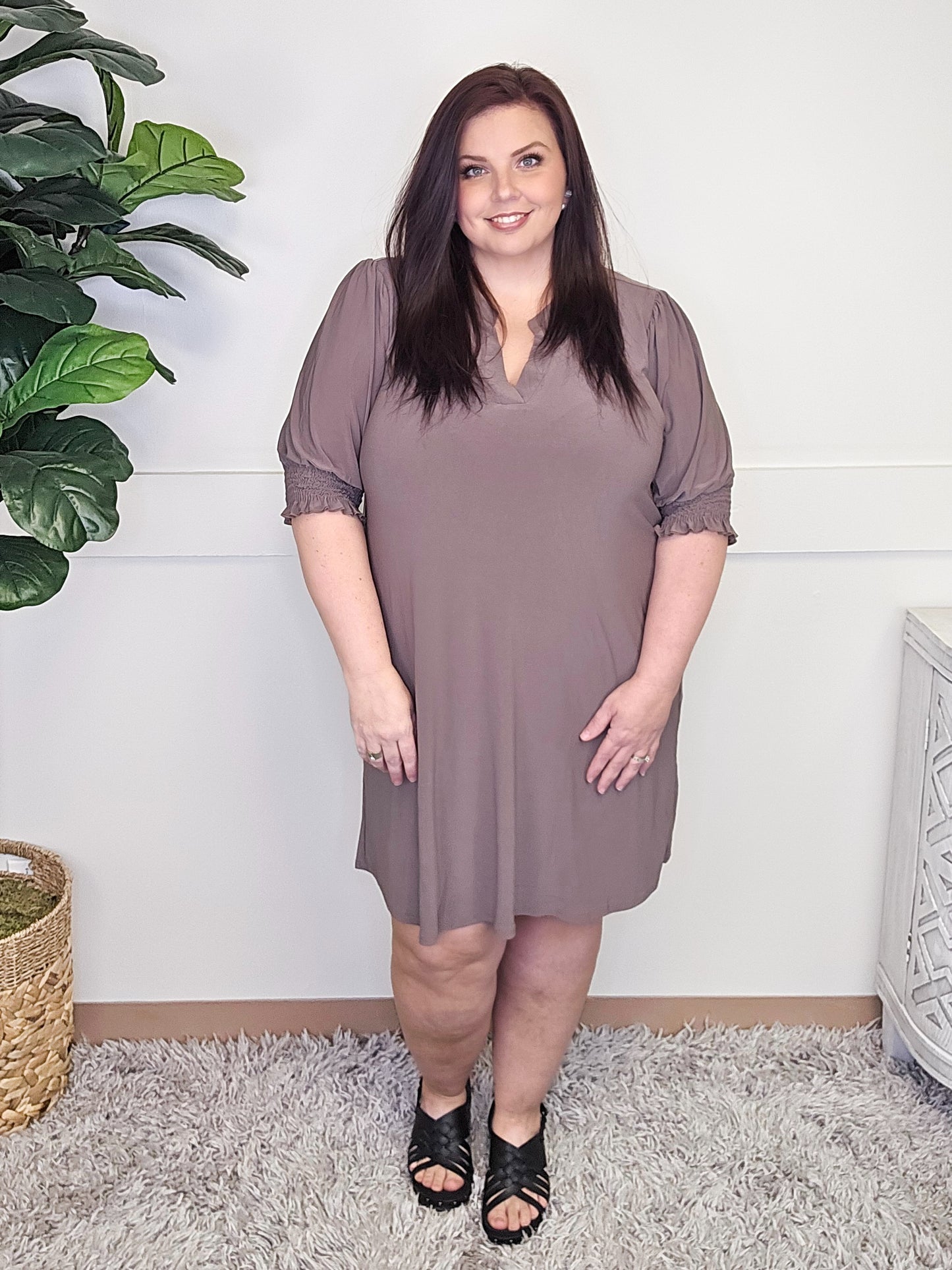 Dear Scarlett Smocked Sleeve Lizzy Dress-240 Dresses- Simply Simpson's Boutique is a Women's Online Fashion Boutique Located in Jupiter, Florida