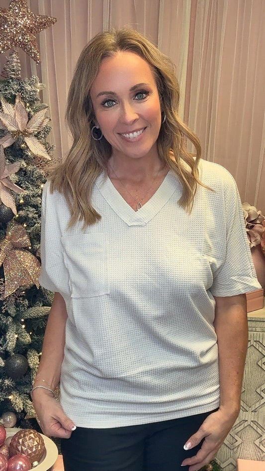 Andree by Unit Waffle Knit Dolman Top-100 Short Sleeves- Simply Simpson's Boutique is a Women's Online Fashion Boutique Located in Jupiter, Florida