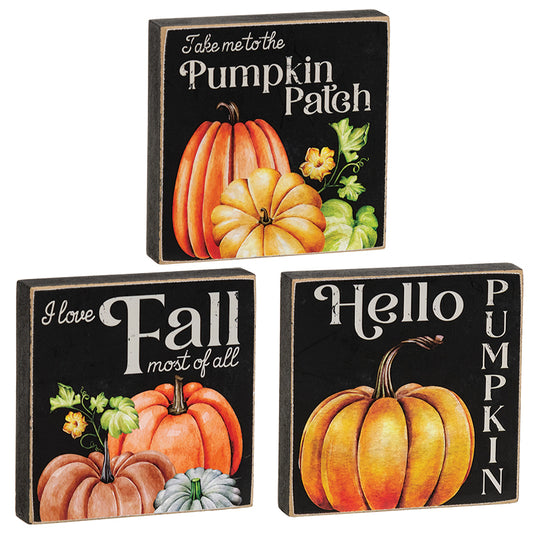 Hello Pumpkin Square Block - Set of 3-290 Home/Gift- Simply Simpson's Boutique is a Women's Online Fashion Boutique Located in Jupiter, Florida