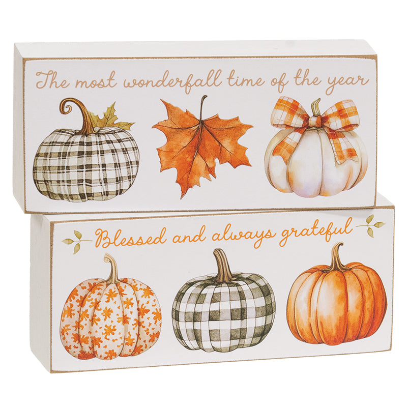 Always Wonderfall Pumpkin Box Sign - Set of 2-290 Home/Gift- Simply Simpson's Boutique is a Women's Online Fashion Boutique Located in Jupiter, Florida