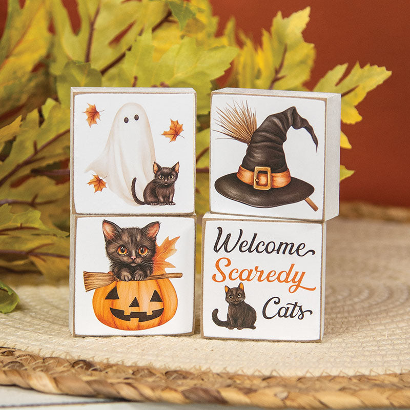 Welcome Scaredy Cat 2" Sq. Block - 4 Pack-290 Home/Gift- Simply Simpson's Boutique is a Women's Online Fashion Boutique Located in Jupiter, Florida