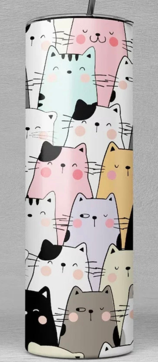 20oz Cute Cats Skinny Tumbler-290 Home/Gift- Simply Simpson's Boutique is a Women's Online Fashion Boutique Located in Jupiter, Florida