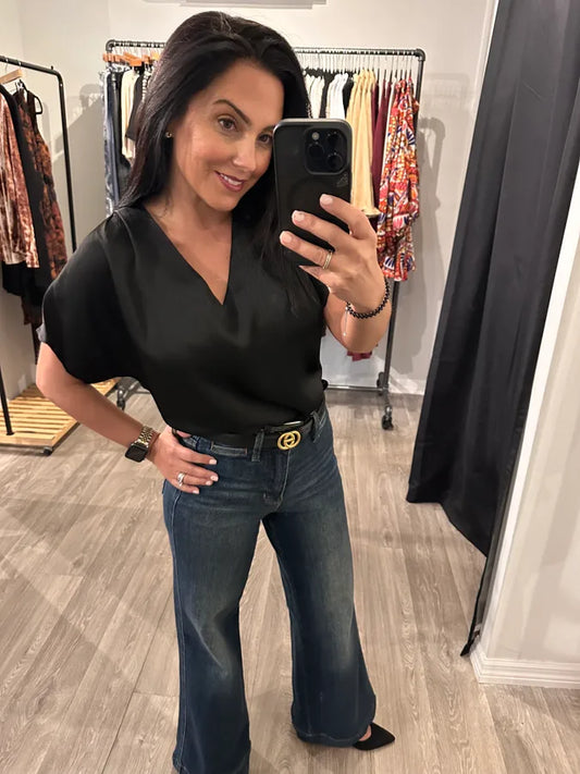 Black Cap Sleeve Blouse- Simply Simpson's Boutique is a Women's Online Fashion Boutique Located in Jupiter, Florida