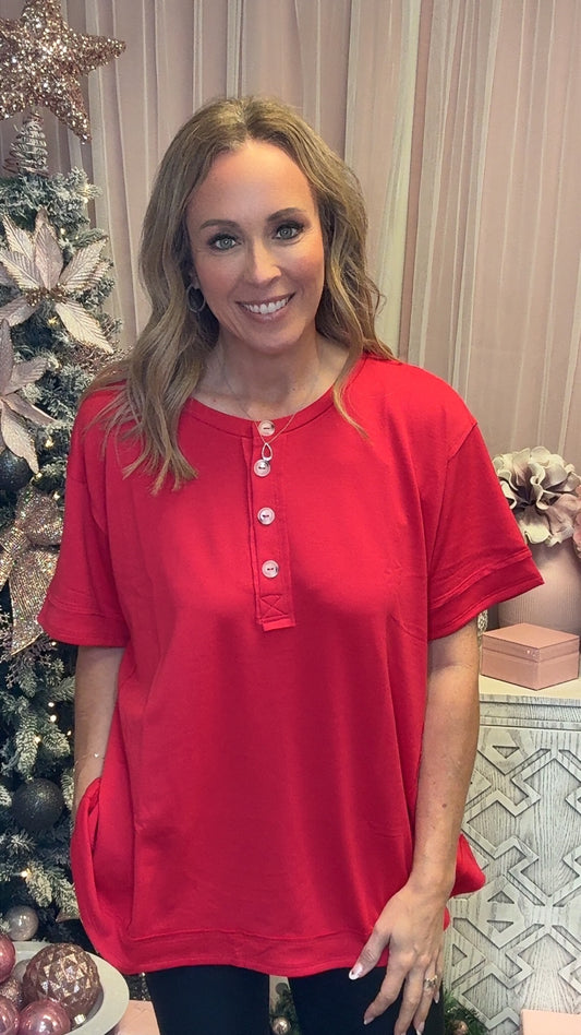 Andree by Unit Button Short Sleeve Top-100 Short Sleeves- Simply Simpson's Boutique is a Women's Online Fashion Boutique Located in Jupiter, Florida