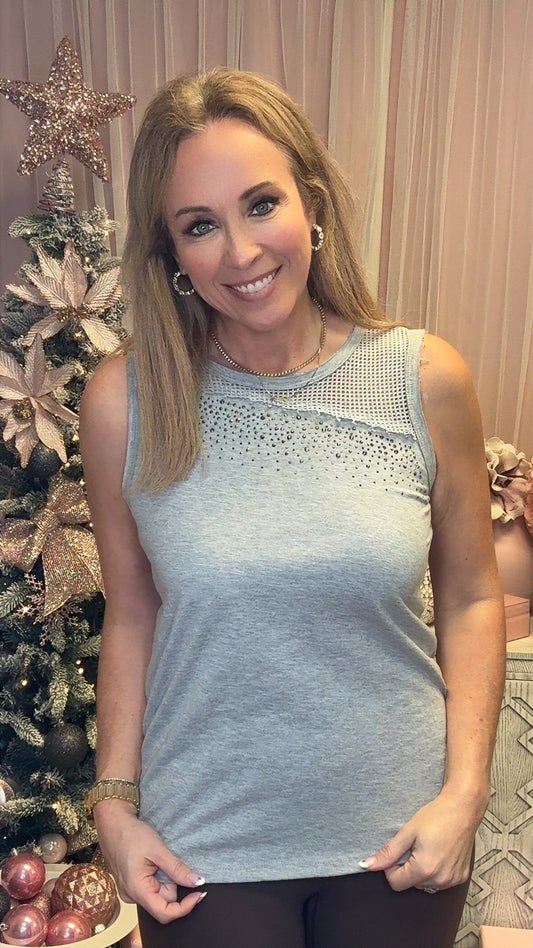 Baddie Babe Mesh Detail Tank-120 Sleeveless- Simply Simpson's Boutique is a Women's Online Fashion Boutique Located in Jupiter, Florida