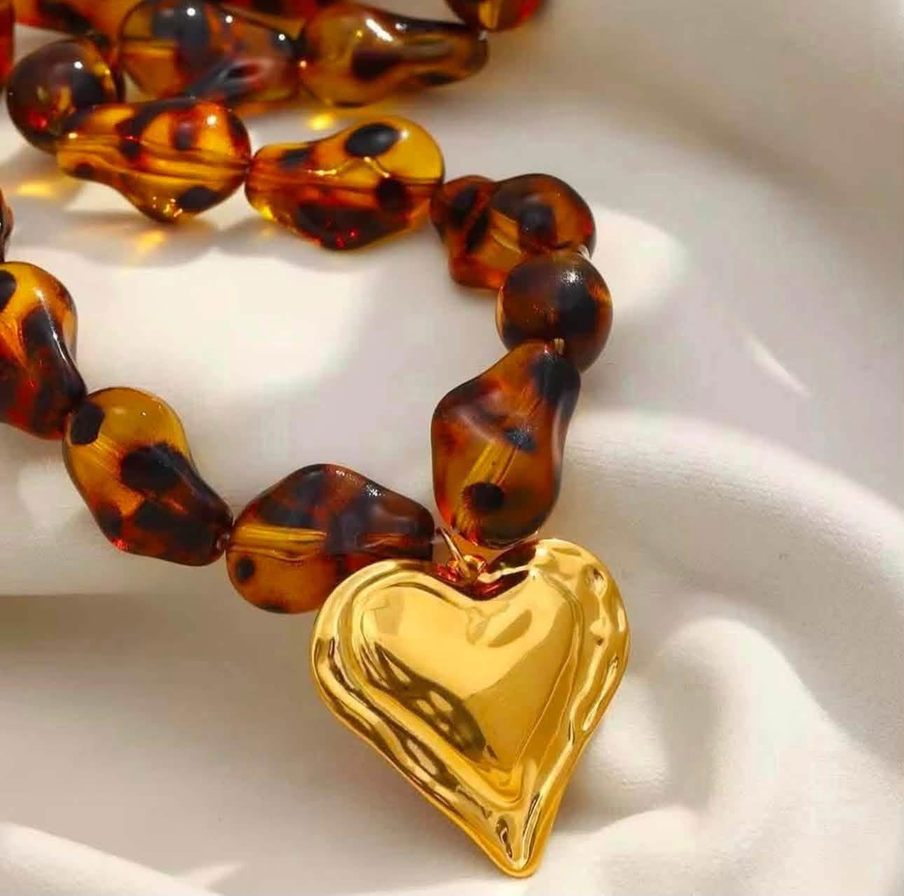 Leopard Luxe Heart Statement Necklace