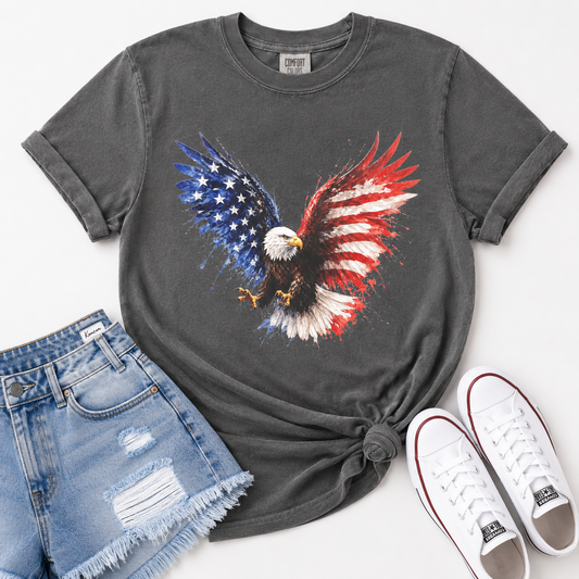 Preorder American Flag Wing Eagle Graphic Tee-140 Graphic Tees- Simply Simpson's Boutique is a Women's Online Fashion Boutique Located in Jupiter, Florida