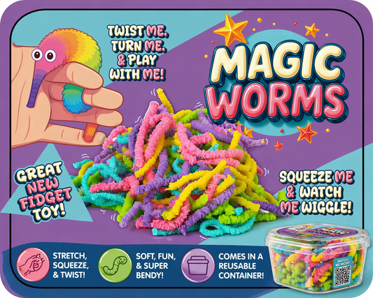 Magic Squishy Worms (Assorted Colors)-290 Home/Gift- Simply Simpson's Boutique is a Women's Online Fashion Boutique Located in Jupiter, Florida