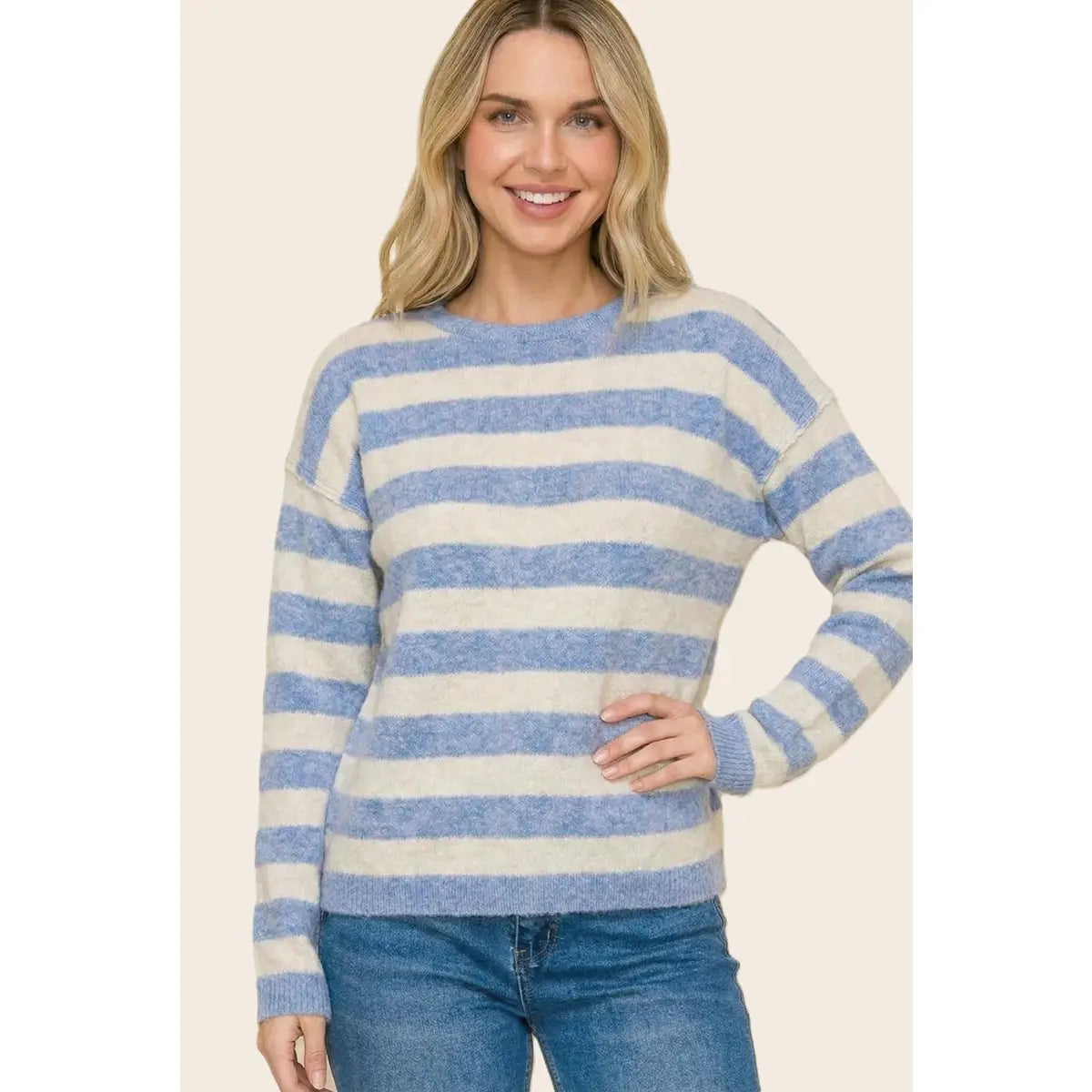 Blue Skies Stripe Sweater-150 Sweaters- Simply Simpson's Boutique is a Women's Online Fashion Boutique Located in Jupiter, Florida