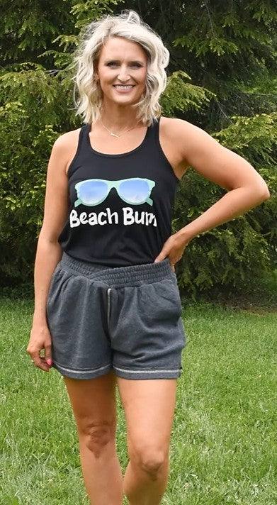 Crossover Charcoal Shorts-190 Skirts/Shorts- Simply Simpson's Boutique is a Women's Online Fashion Boutique Located in Jupiter, Florida