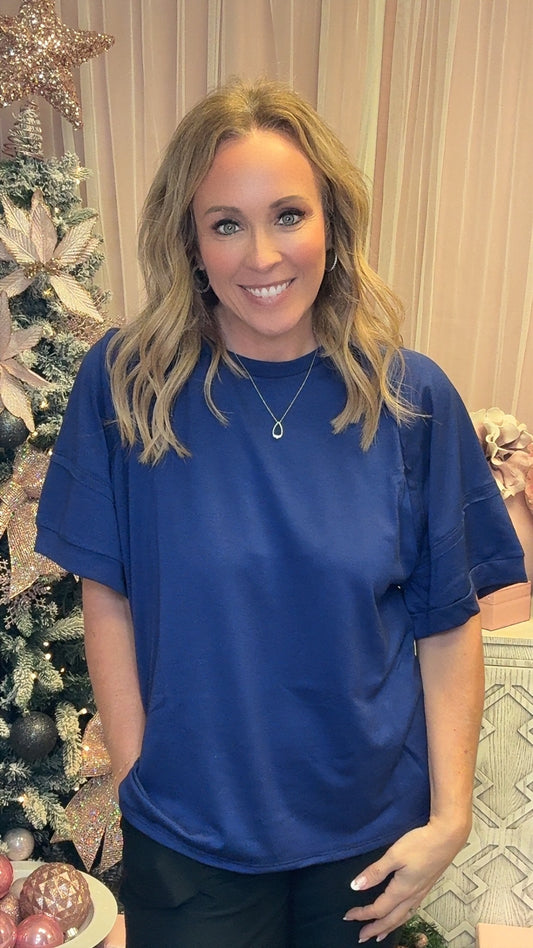 Andree by Unit Oversized Solid Top-100 Short Sleeves- Simply Simpson's Boutique is a Women's Online Fashion Boutique Located in Jupiter, Florida