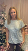 Silver Shimmer & Sparkle Top-100 Short Sleeves- Simply Simpson's Boutique is a Women's Online Fashion Boutique Located in Jupiter, Florida