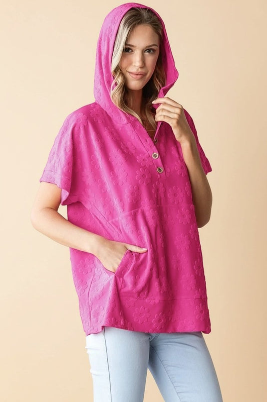 Pink Petal Pop Hoodie-100 Short Sleeves- Simply Simpson's Boutique is a Women's Online Fashion Boutique Located in Jupiter, Florida