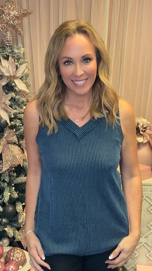 Andree by Unit Ribbed V-Neck Tank-120 Sleeveless- Simply Simpson's Boutique is a Women's Online Fashion Boutique Located in Jupiter, Florida