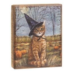 Distressed Wooden Witch Cat Block-290 Home/Gift- Simply Simpson's Boutique is a Women's Online Fashion Boutique Located in Jupiter, Florida