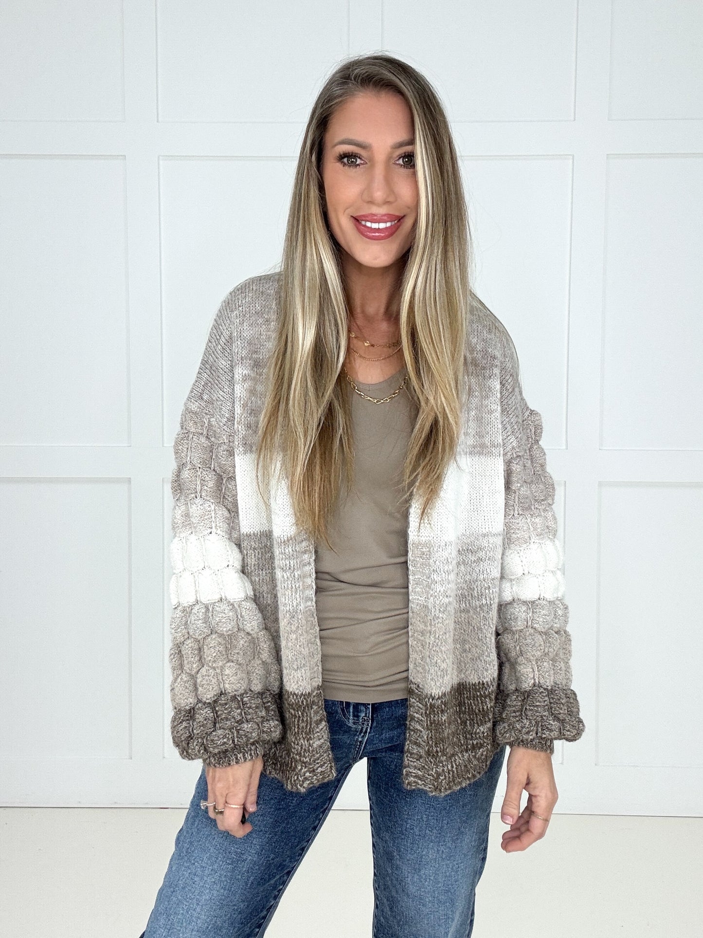 Neutral Sands Bubble Cardigan-170 Cardigans- Simply Simpson's Boutique is a Women's Online Fashion Boutique Located in Jupiter, Florida