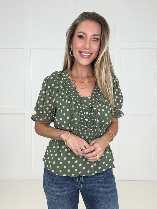 Sweet As Sage Blouse-100 Short Sleeves- Simply Simpson's Boutique is a Women's Online Fashion Boutique Located in Jupiter, Florida