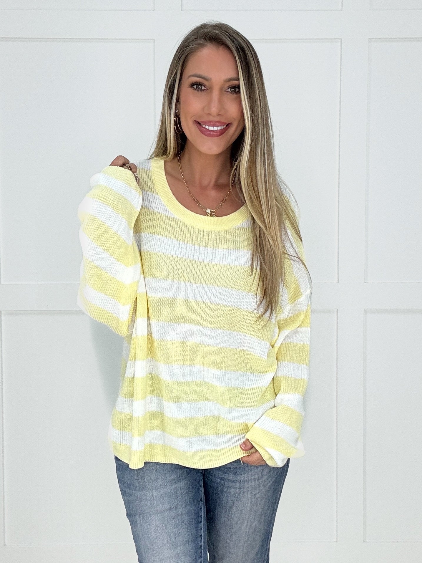 Yellow Fresh Start Striped Sweater