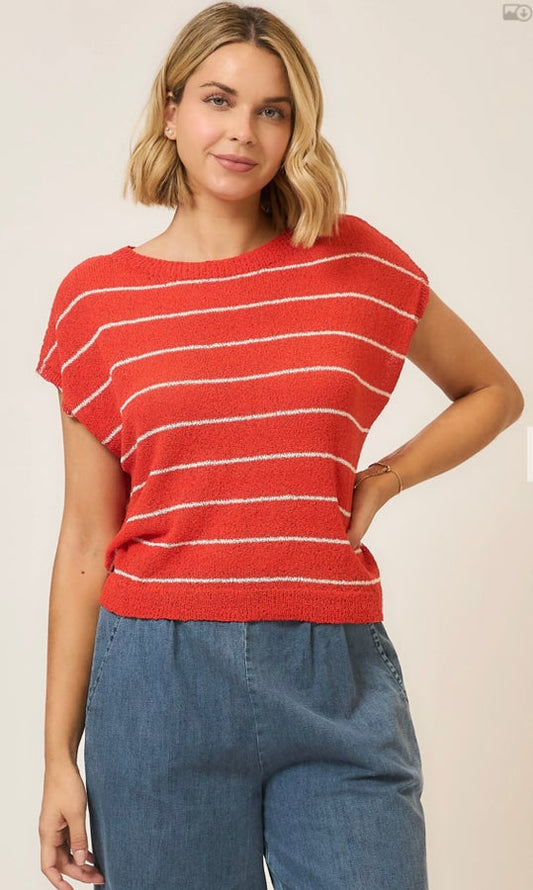 Kelsey Striped Knit Short Sleeve Top-100 Short Sleeves- Simply Simpson's Boutique is a Women's Online Fashion Boutique Located in Jupiter, Florida