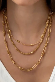 18K Gold Dipped Stainless Steel Triple Layered Chunky Chain Necklace-280 Jewelry- Simply Simpson's Boutique is a Women's Online Fashion Boutique Located in Jupiter, Florida