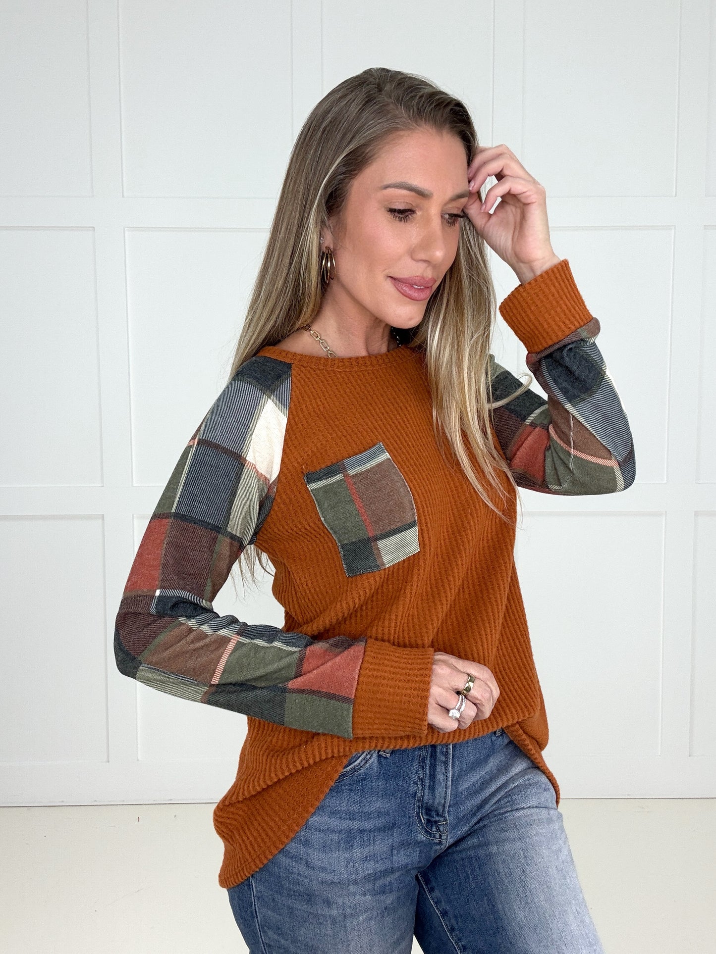 Cider Season Plaid Top