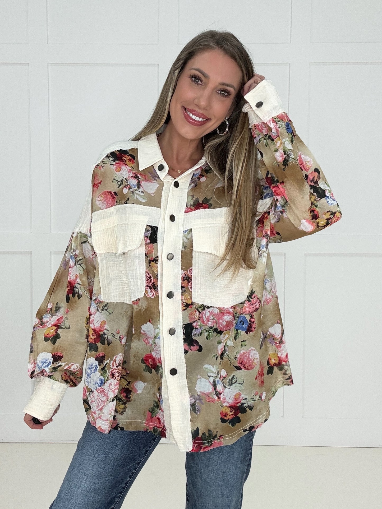 Pol Wildflower Wander Button Down