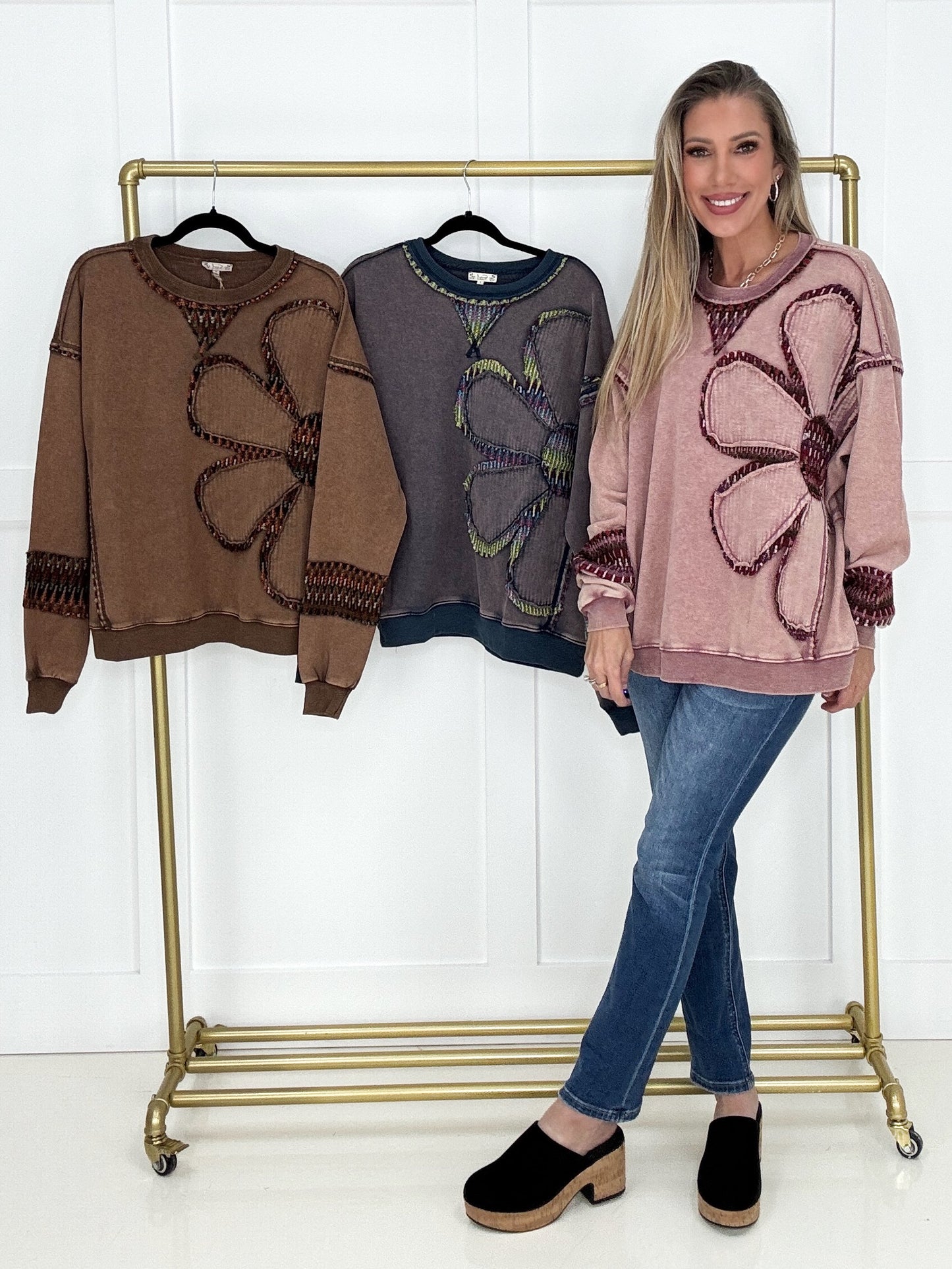 Berry Stitched in Bloom Pullover