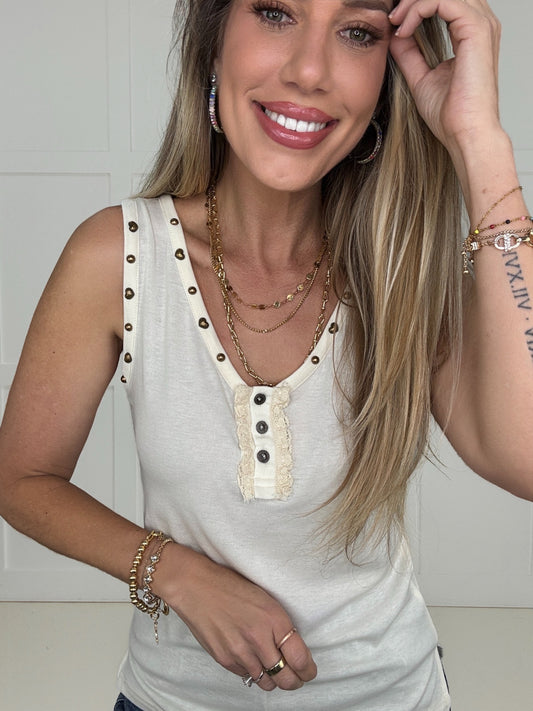 Pol Ivory Everyday Studded Tank