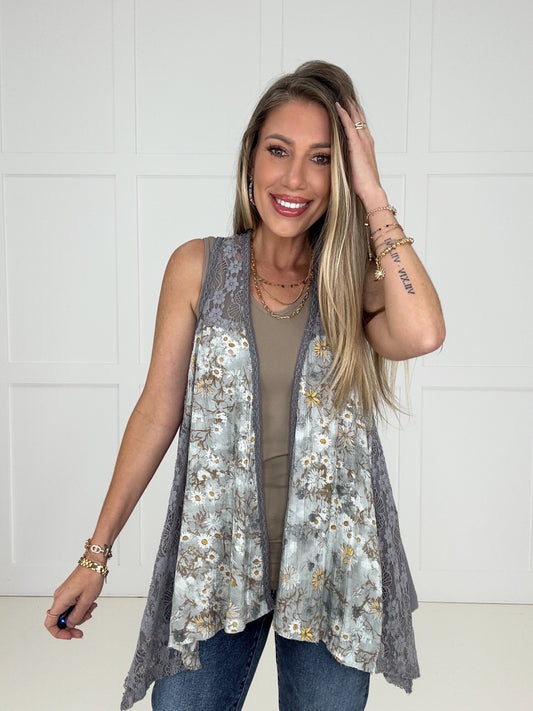Pol Vintage Garden Lace Vest-100 Short Sleeves- Simply Simpson's Boutique is a Women's Online Fashion Boutique Located in Jupiter, Florida