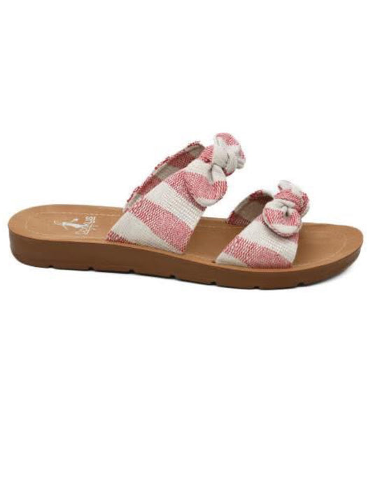 Corkys Red Stripe Take a Bow Sandals-260 Shoes- Simply Simpson's Boutique is a Women's Online Fashion Boutique Located in Jupiter, Florida