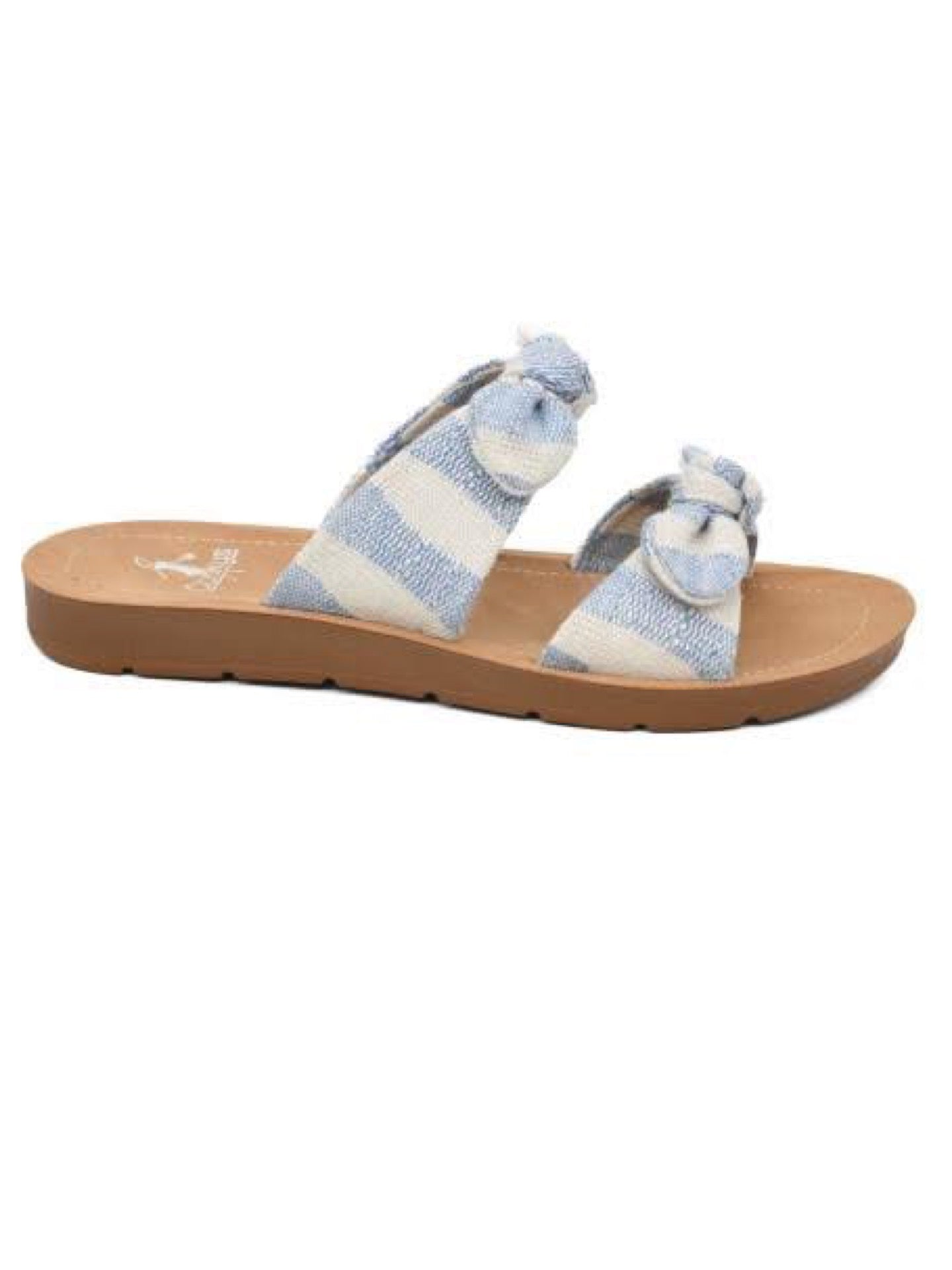 Corkys Blue Stripe Take a Bow Sandals-260 Shoes- Simply Simpson's Boutique is a Women's Online Fashion Boutique Located in Jupiter, Florida