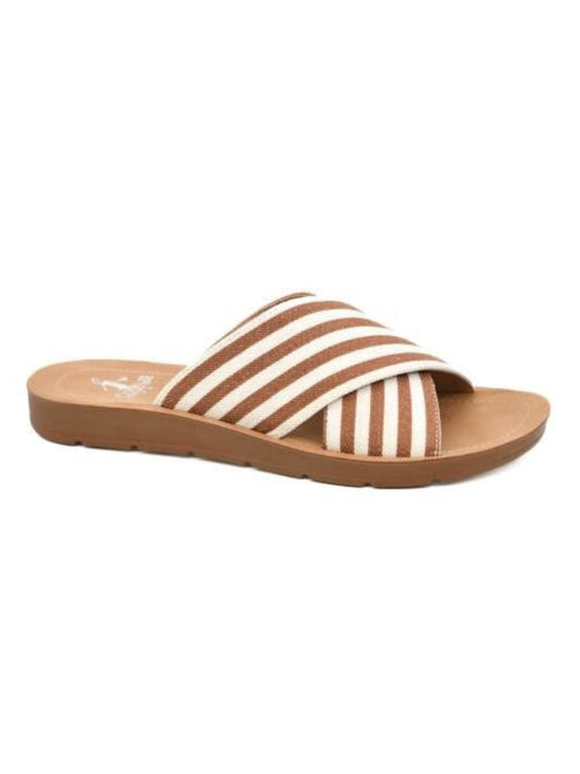Corkys Natural Stripe Dig It Sandals-Sandals- Simply Simpson's Boutique is a Women's Online Fashion Boutique Located in Jupiter, Florida