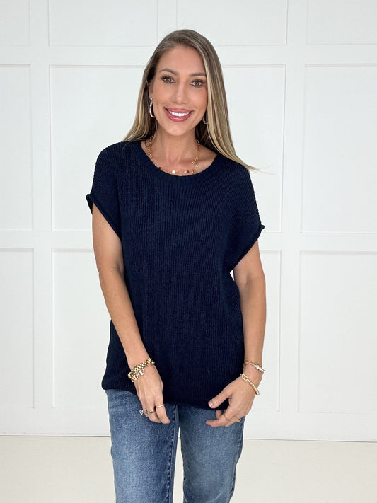 Navy Everyday Ease Knit Top-100 Short Sleeves- Simply Simpson's Boutique is a Women's Online Fashion Boutique Located in Jupiter, Florida