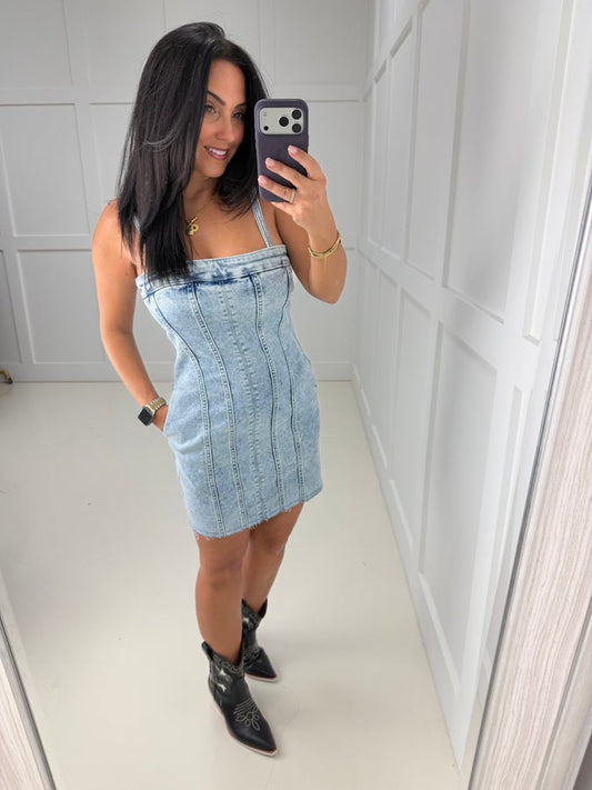 Raven Light Wash Denim Zip Up Dress- Simply Simpson's Boutique is a Women's Online Fashion Boutique Located in Jupiter, Florida