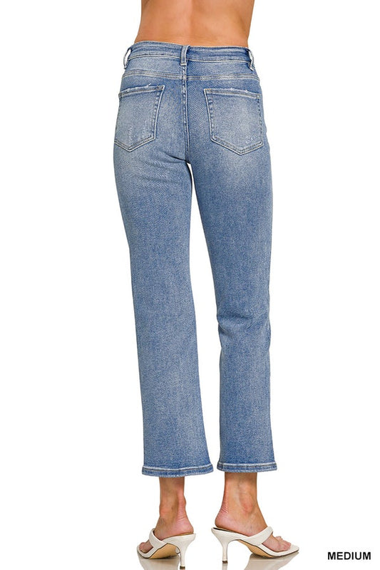 Medium Washed Cropped Straight Leg- Simply Simpson's Boutique is a Women's Online Fashion Boutique Located in Jupiter, Florida
