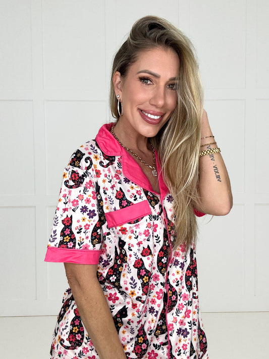 Shirley & Stone Wildflower Whiskers Pants Pajamas-220 Lounge wear/Pajamas- Simply Simpson's Boutique is a Women's Online Fashion Boutique Located in Jupiter, Florida