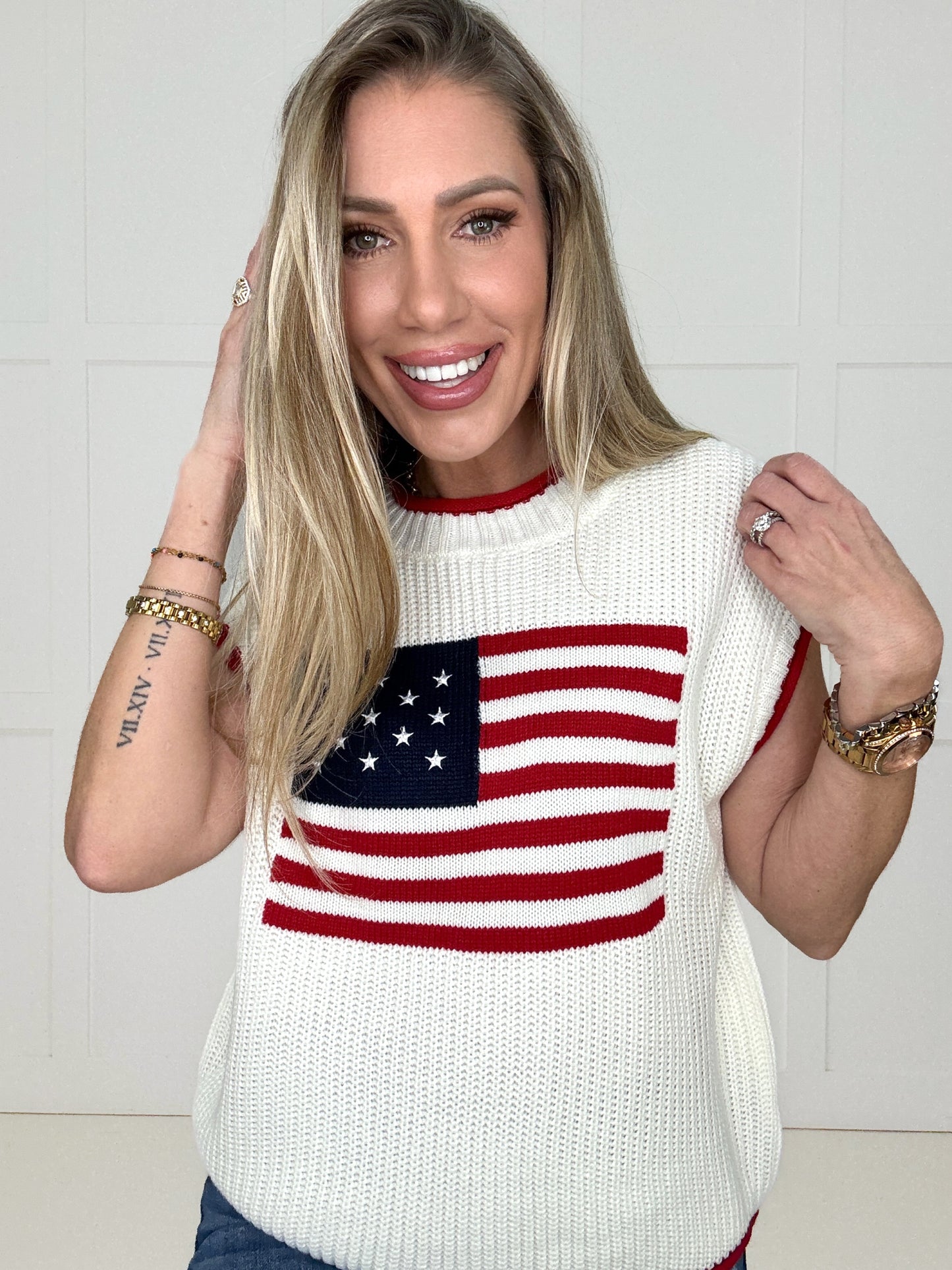 White American Babe Knit Top-100 Short Sleeves- Simply Simpson's Boutique is a Women's Online Fashion Boutique Located in Jupiter, Florida