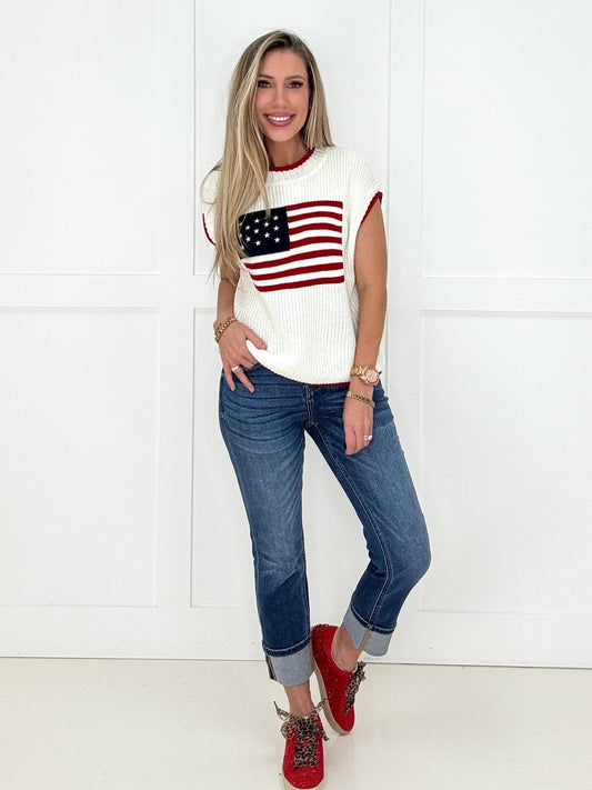 White American Babe Knit Top-100 Short Sleeves- Simply Simpson's Boutique is a Women's Online Fashion Boutique Located in Jupiter, Florida
