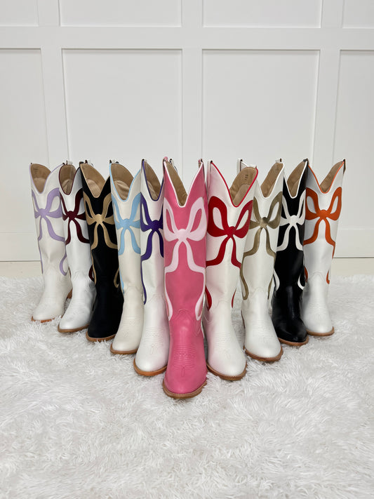 Tall Simply Bow Boots-260 Shoes- Simply Simpson's Boutique is a Women's Online Fashion Boutique Located in Jupiter, Florida