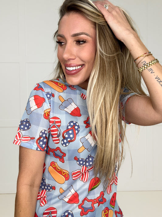 Hot Dog Summer Mesh Top-100 Short Sleeves- Simply Simpson's Boutique is a Women's Online Fashion Boutique Located in Jupiter, Florida