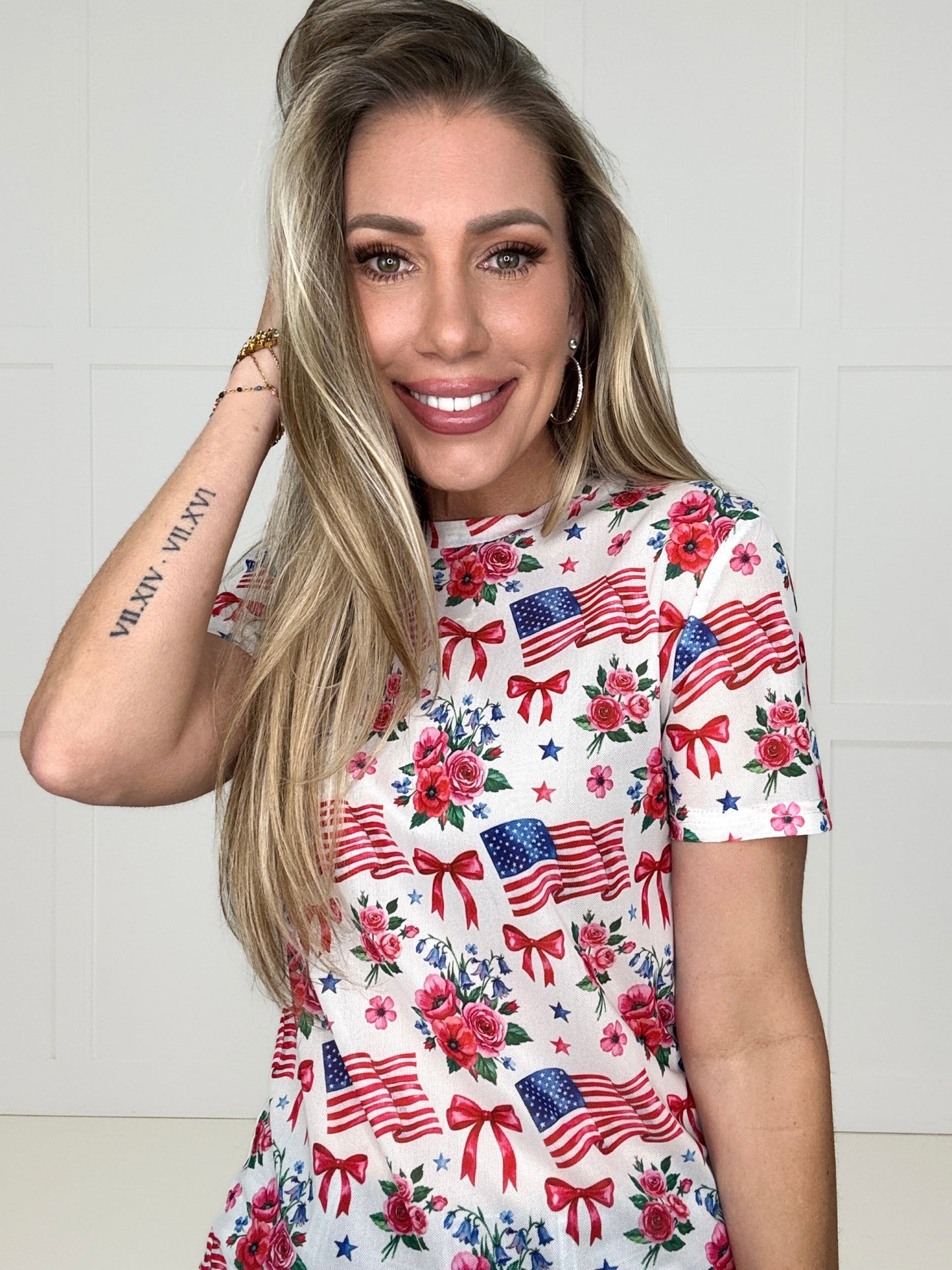 Patriotic Flag Mesh Top