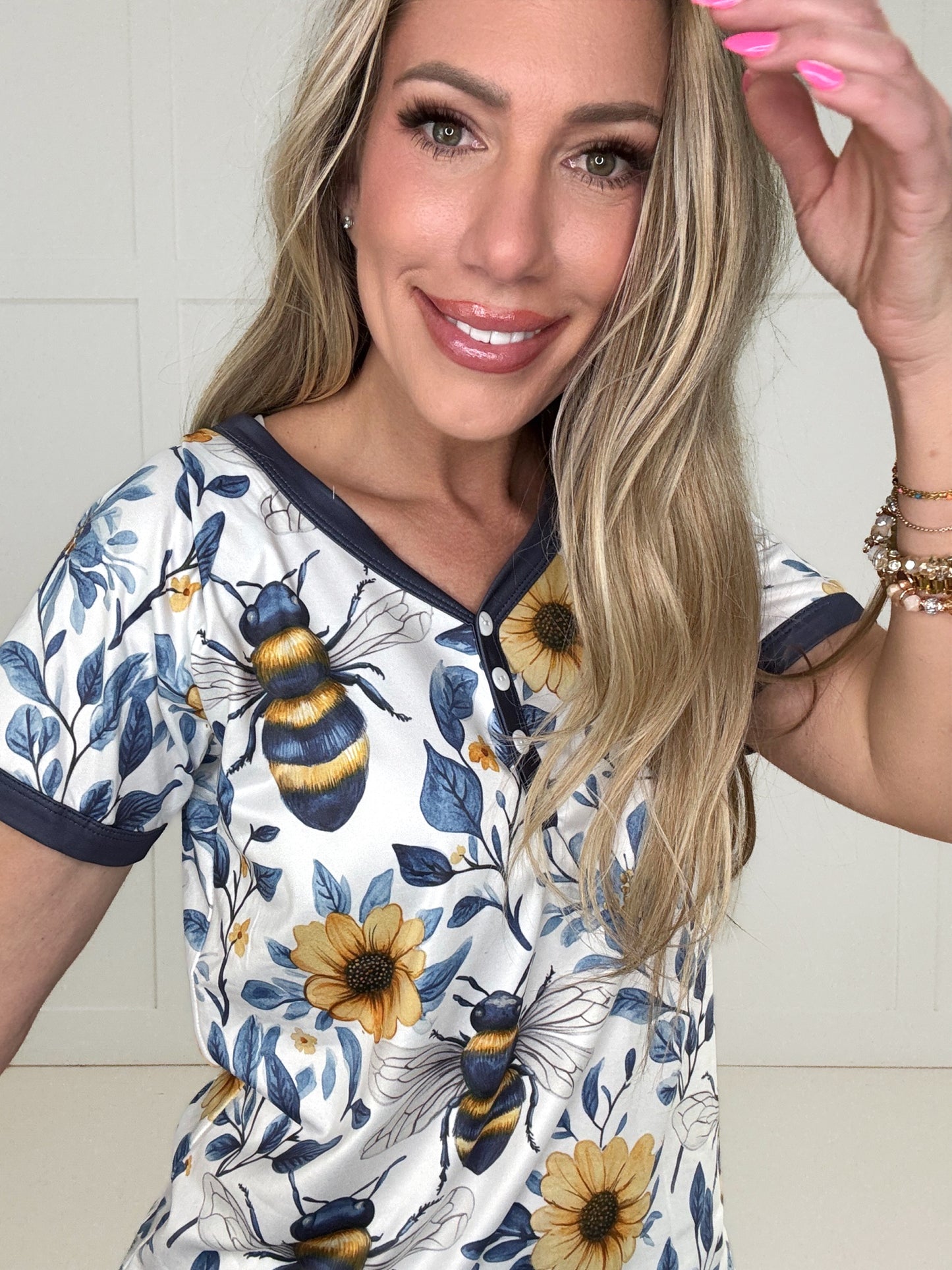 Preorder Busy Bee Shorts Pajamas-220 Lounge wear/Pajamas- Simply Simpson's Boutique is a Women's Online Fashion Boutique Located in Jupiter, Florida