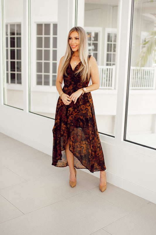 Midnight Blooms Wrap Dress-240 Dresses- Simply Simpson's Boutique is a Women's Online Fashion Boutique Located in Jupiter, Florida