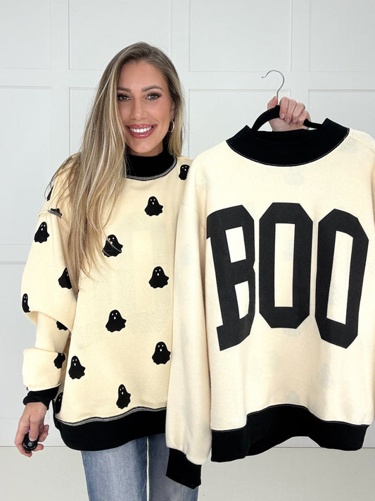 Reversible Boo & Ghost Sweatshirt-160 Sweatshirts- Simply Simpson's Boutique is a Women's Online Fashion Boutique Located in Jupiter, Florida