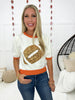 White/Orange Sequin Football Gameday Tee-100 Short Sleeves- Simply Simpson's Boutique is a Women's Online Fashion Boutique Located in Jupiter, Florida