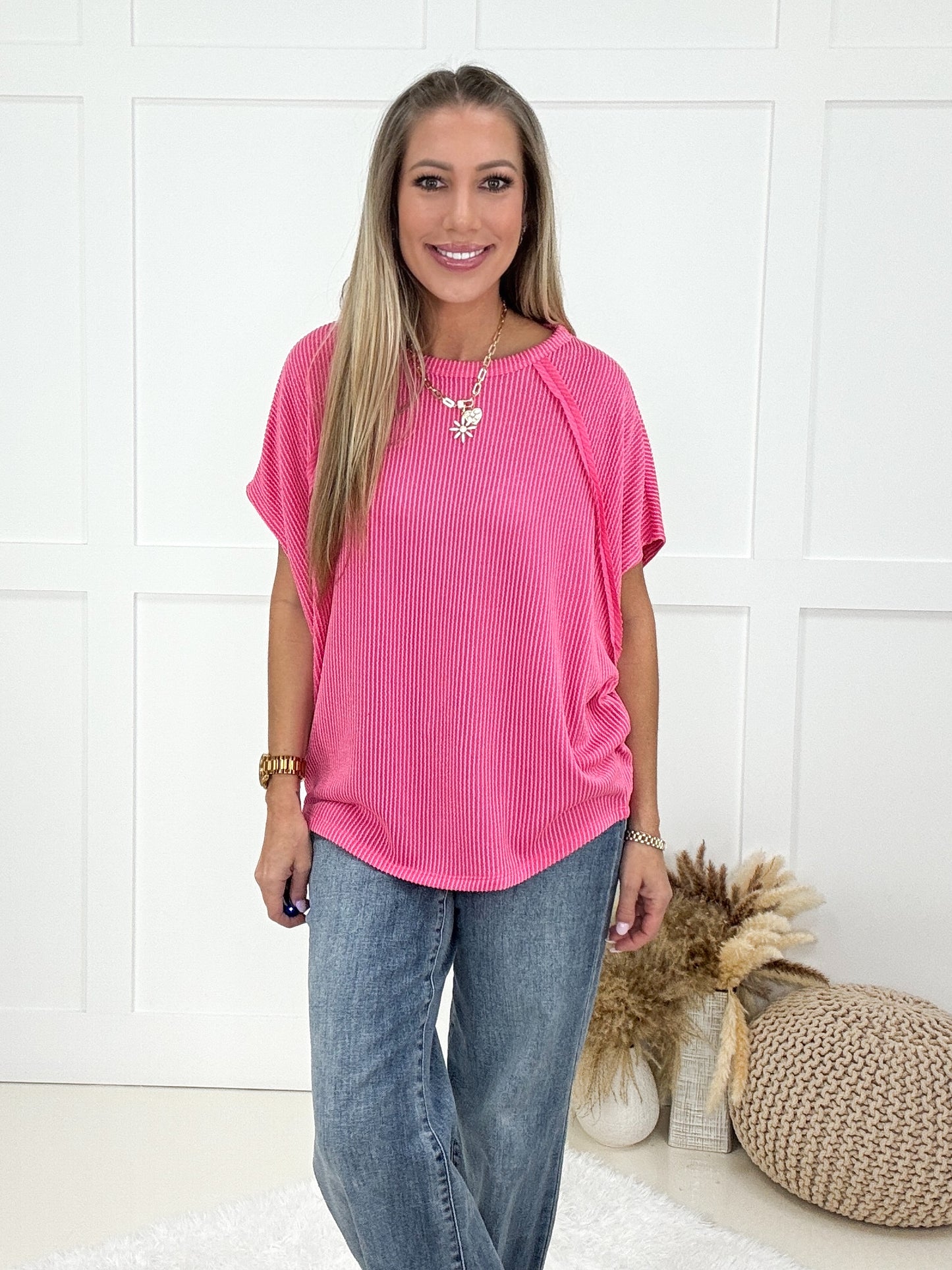 Sweet Paradise Ribbed Top-100 Short Sleeves- Simply Simpson's Boutique is a Women's Online Fashion Boutique Located in Jupiter, Florida