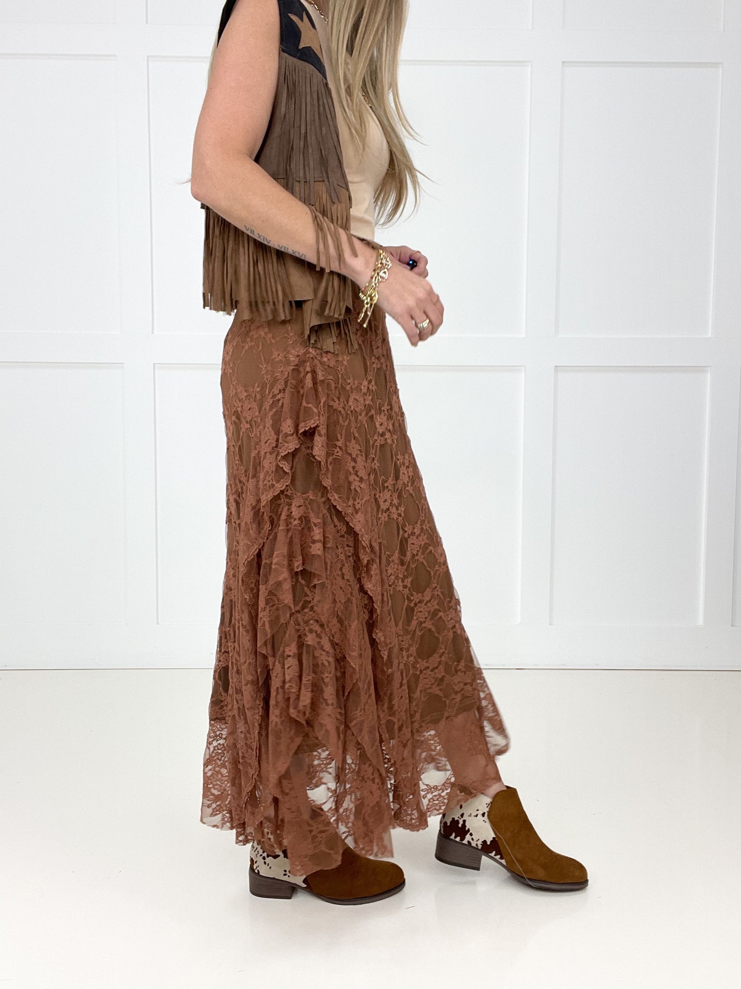 Mocha Layla Lace Layered Skirt-240 Dresses- Simply Simpson's Boutique is a Women's Online Fashion Boutique Located in Jupiter, Florida