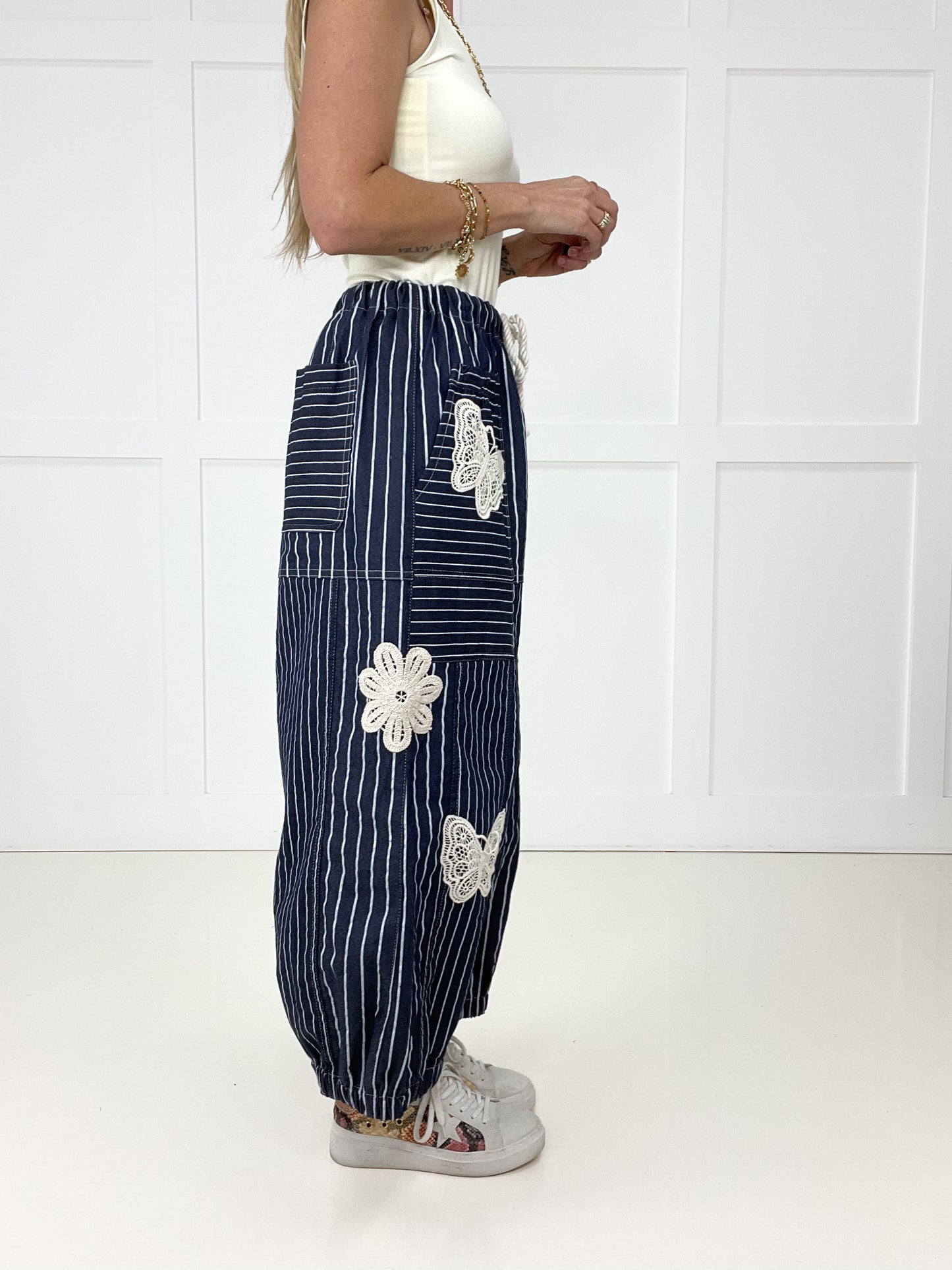 Free Spirit Butterfly Barrel Pants-210 Other Bottoms- Simply Simpson's Boutique is a Women's Online Fashion Boutique Located in Jupiter, Florida