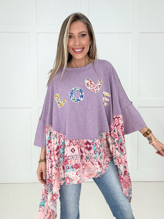 Love Letters Lavender Top-100 Short Sleeves- Simply Simpson's Boutique is a Women's Online Fashion Boutique Located in Jupiter, Florida